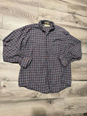 Claybrooke Plaid Button-Down Shirt Red & Blue Size Large